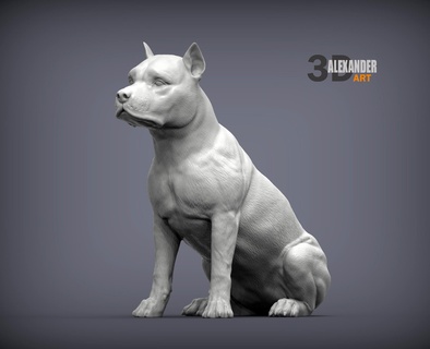 americano Staffordshire terrier 3d impressão modelo cão natureza mamífero animal escultura estatueta lembrança presente esculpir esculturas imprimível arte 3d print model - Mito3D