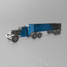 Amerikan kamyon römork oyun araç psl oyuncak sanat 3d print model - Mito3D