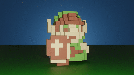 Amiibo Verknüpfung 8 bit Zelda Nintendo Statue Pixel 8bit Fan Art atemwild wii 3d print model - Mito3D