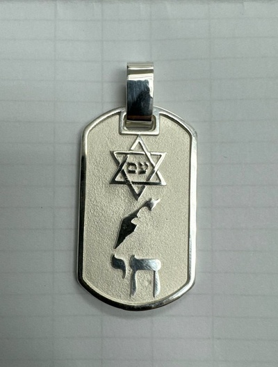 amisraelchai colgante pendiente joyería joya israel am chai hebreo mapa estrella of david 3d print model - Mito3D