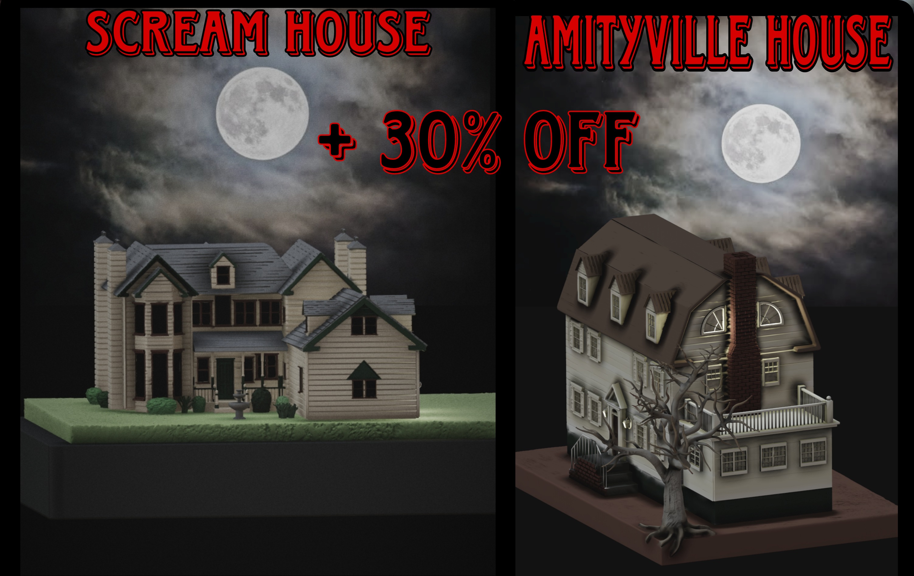 amityville house + scream promo limited terror screamhouse ghostface panico panic 3D print model - Mito3D