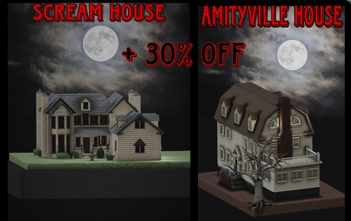 Amityville maison + crier promo limité terreur cri visage fantôme panique 3d print model - Mito3D