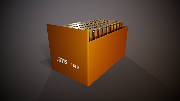 ammo box 375 h&h ammunition storage 50 rounds crate 3d print bullet 3d print model - Mito3D