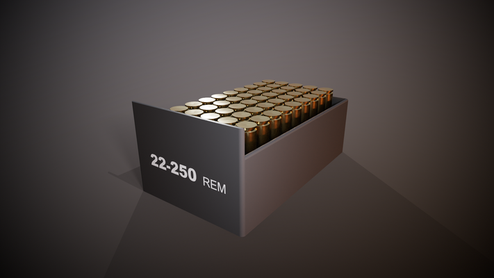 munición caja 22 250 movimiento rápido ojo almacenamiento 50 rondas 3d impresión bala 3d print model - Mito3D