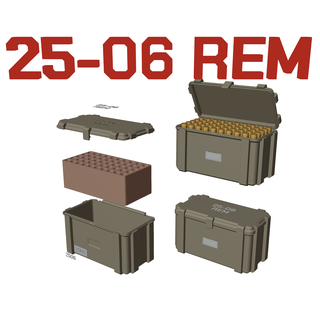 ammo box 25-06 rem ammunition storage 25-05rem crate organizer 3d print model - Mito3D