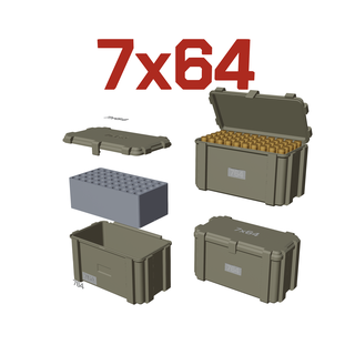 ammo box 7x64mm ammunition storage 7x64 mm crate organizer 3d print model - Mito3D
