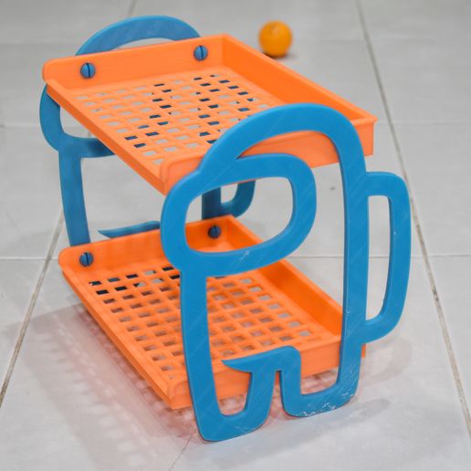 among us style étagère gadget dessin animé grille mignonne Jeu conception jouet 3D print model - Mito3D