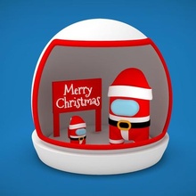 us astronaute casque 39 espace Noël nouvel An bonne année joyeux signe Jeu personnage jeu nouvelle noel boule neige imprimable 3dprintable miniatures figurines 3d print model - Mito3D