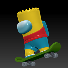 among us - bart simpson game 3d art toy videogame amongus custom skater skateboarding 3d print model - Mito3D