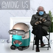 among us - bernie sanders skin game print 3d pla art cell the skeld keychain key chain usa eua meme chair mask covid gloves alone cold 3d print model - Mito3D
