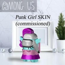 among us - punk girl commissioned skin game print 3d pla art cell the skeld keychain key chain pink knife 3d print model - Mito3D