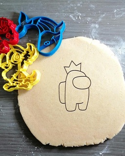 among us crewmate crown cookie cutter + outline gaming among us crewmate cookie baking cutter dough shape kitchen bake cookies fondant bento  3d print model - Mito3D