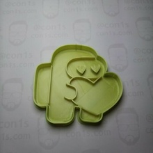 among us heart mold imposter mould cutter saint valentin in love fondant cookie 3d print model - Mito3D
