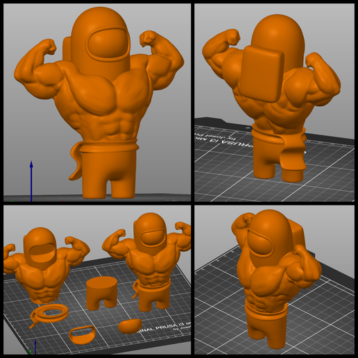 among us karate black belt strong ultra swole amongus body builder 3D print model - Mito3D