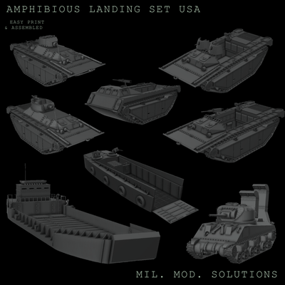 anfibi approdo impostato f r giorno pacifico krieg gioco ww2 anfibio lvt uniti d'america nave signore alleato sherman boltaction serbatoio guerra wargaming arma veicolo guerrapacifica giappone 3d print model - Mito3D