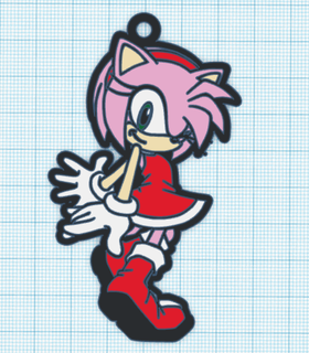 amy rose keychain sonic saga hedgehog 3d printing video games fans gifts customized collectibles game characters cartoon pink hammer friendship 3d print model - Mito3D