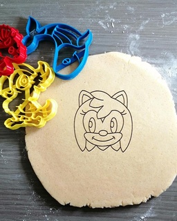 amy rose sonic hedgehog cookie cutter + outline gaming movie baking dough shape kitchen bake cookies sega 3d print model - Mito3D