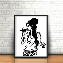 amy winehouse 2d wall sculpture art low poly decoration desing 3d print model - Mito3D