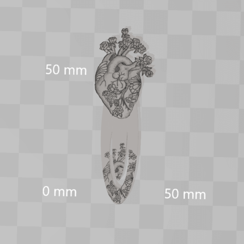 anatomical heart markbook gadget handdrawn picture art draw medicine medical bookmark accessories accessory books 3D print model - Mito3D