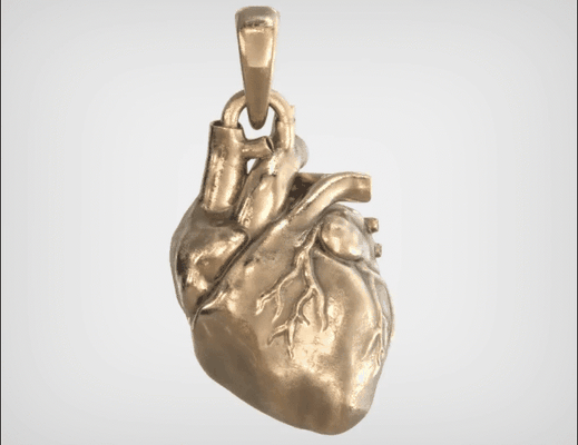 anatomical heart pendant - 3d printable jewelry goth gothic emo punk pirate fashion realistic necklace choker love indie gift resin 3d print model - Mito3D