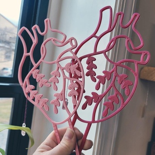 anatomical heart trellis plant houseplant valentine valentine's day planter stake cottagecore witchy 3d print model - Mito3D