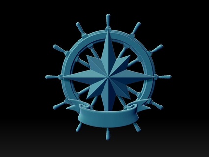 anchor Art anchor steering wheel compass sea marine ribbon  3d print model - Mito3D