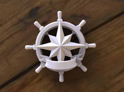 anchor Art anchor steering wheel pirate compass bird sea marine ribbon  3d print model - Mito3D