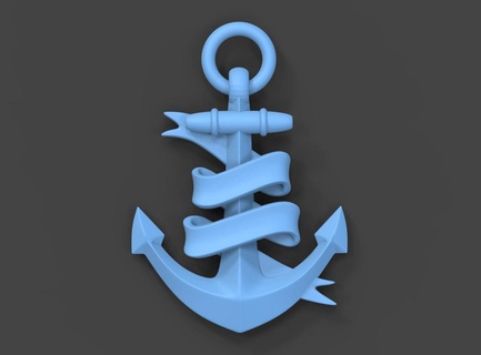 anchor Art steering wheel pirate compass bird sea marine ribbon 3d print model - Mito3D
