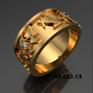 anchor flower ring gold silver jewelry gems 3d print model - Mito3D