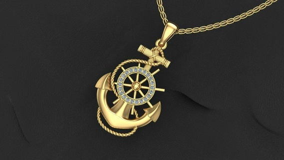 anchor gold pendant 3d model jewelry chain shining precious luxury wealth necklace accessory silver printable jesus jesu cad design various models 3d print model - Mito3D