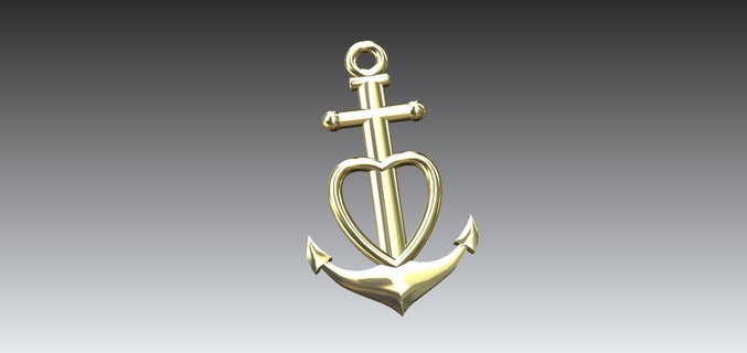 anchor love pendant heart necklace 3d print model - Mito3D
