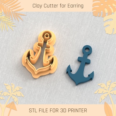 anchor summer clay cutter tools earring turtle beach shell 3d print model - Mito3D