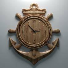 anchor wall clock - 3d stl file cnc nautical model aspire artcam vcarve 3d print model - Mito3D