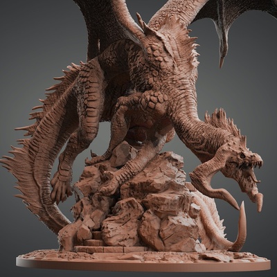 antigo preto dragão pre supported jogos draco draconiano serpente asas miniaturas rpg figuras mítico velho monstro criatura 3d print model - Mito3D