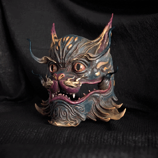 ancient cat dragon mask antique quality design exotic cool decoration wall 3d print model - Mito3D