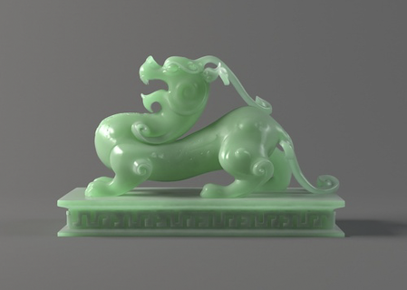 ancient chinese jade carved kirin seal 3d model divine beast great study room four treasure year dragon carving architectural decoration 3d print model - Mito3D