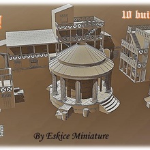 antik kent wargame warhammer Napolyon Ortaçağ köy ev bina sahne diorama 3d print model - Mito3D