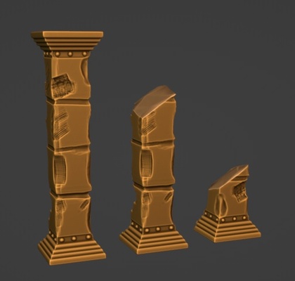 ancient damaged columns game ruins column ruin temple entrance altar 3d print model - Mito3D