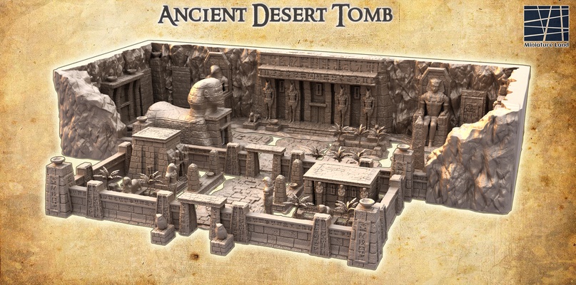 ancient desert tomb 28 mm tabletop terrain rpg dnd medieval supportfree stone obelisk structure playable interior modular 28mm 25mm wargame 3d print model - Mito3D