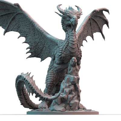 ancient gold dragon pre-supported game draco draconian miniatures figures creature monster mythical wings old games rpg serpent 3d print model - Mito3D