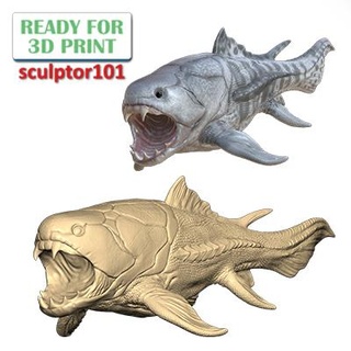 uralt Ozean Kreatur Dunklerosteus 3d Bildhauerei druckbar Modell Dinosaurier Tier Fisch Kiefer Natur Wasser Flosse Kunst Skulpturen 3d print model - Mito3D