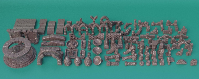 ancient ruins scatter pack 28 mm tabletop terrain Architecture rpg dnd medieval supportfree old stone modular structure playable interior 28mm 25mm 15mm wargame 3d print model - Mito3D