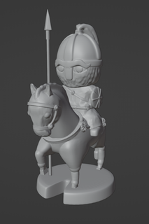antiguo soldado funko pop irán 3dprint 3d diseño Arte juguete espada imprimible medio años sasánida armadura proteger cabeza engranaje caballo 3d print model - Mito3D