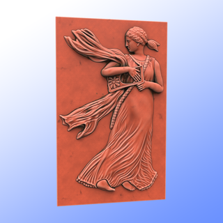 antiguo tableta bas relief mesa escultura ancestral mujer flor fácil alivio historia histórico 3d print model - Mito3D