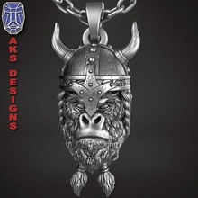 ancient viking warrior guerilla v1 pendant jewelry 3d print model - Mito3D
