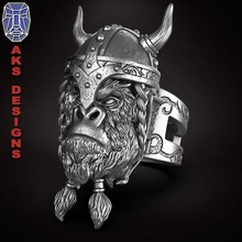 ancient viking warrior guerilla v1 ring jewelry 3d print model - Mito3D