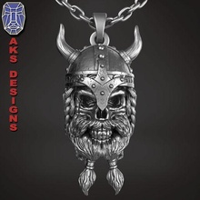 ancient viking warrior skull v1 pendant jewelry 3d print model - Mito3D