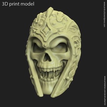 ancient warrior skull vol1 ring jewelry gothic leaf-design medieval horror rider silver ornament biker 3d print model - Mito3D