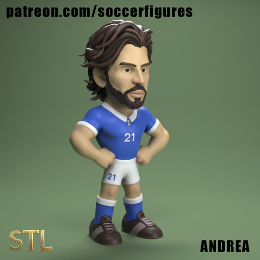 andrea stl Arquivo 3dprint colecionável impressão miniatura futebol 3D print model - Mito3D