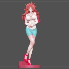 android 21 sexy statue office girl dragonball anime character 3d print model 18 printable figurine female woman animation robot android18 3d print model - Mito3D